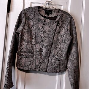 Faux leather snake skin print jacket
